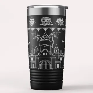Classic Monsters Tumbler | Laser Engraved Gothic Castle Drinkware product photo 2