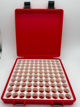 100 Count 3mL Vial Storage Box, Custom Fit PLA Organizer with Dual Latches product photo 4