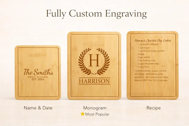 Personalized Bamboo Cutting Board, Custom Engraved Kitchen Gift product photo 1