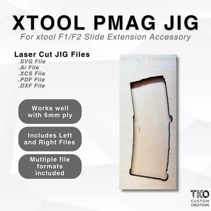xTool F1 F2 Slide Extension Jig | PMAG Alignment Jig for Laser Cutting | Laser Jig Svg DXF Ai XCS | Digital Download product photo 1